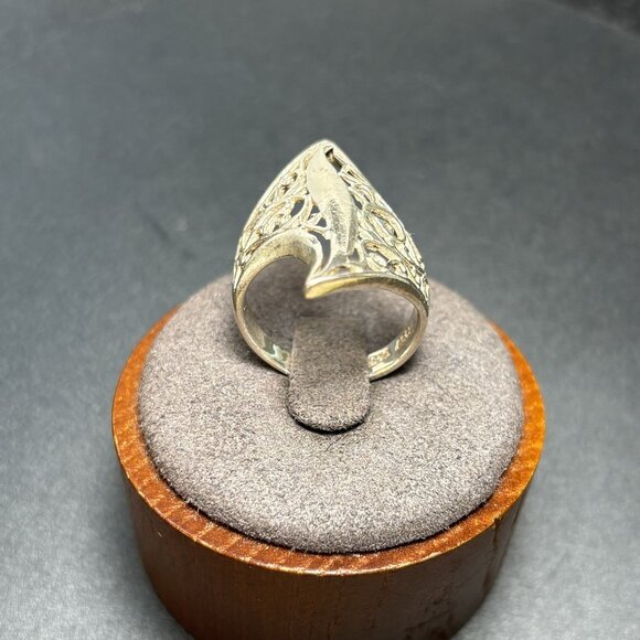 VTG Sterling Silver 925 Pierced Wavy Scroll Design Bold Statement Ring Size 7 - Picture 4 of 12